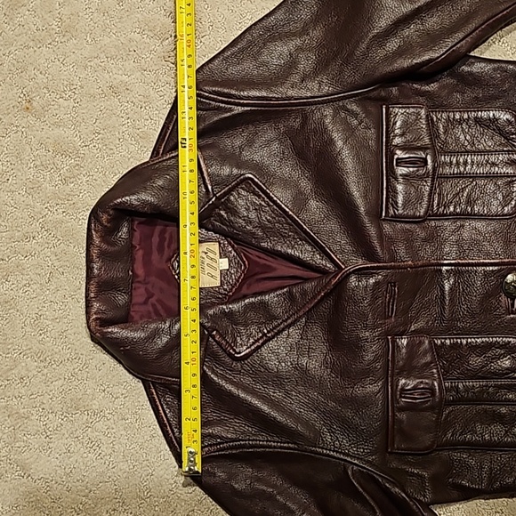 Robo Leather Burgundy Color Leather Blazer jacket Size Small - Picture 12 of 12